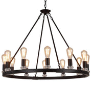 Black Wagon Wheel Chandeliers 12-Lights Large Modern Farmhouse Chandelier