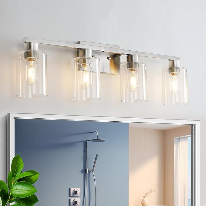 6-Light Vanity Lights,Large Vanity Light for Bathroom Black Vanitii Lights with Clear Glass