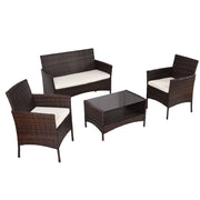 Rattan Sofa 4 PCS Patio Wicker Furniture Set Outdoor Garden Lawn Poolside