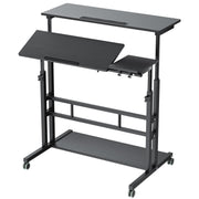 Adjustable Computer Rolling Desk Cart on Wheels Home Office Workstation