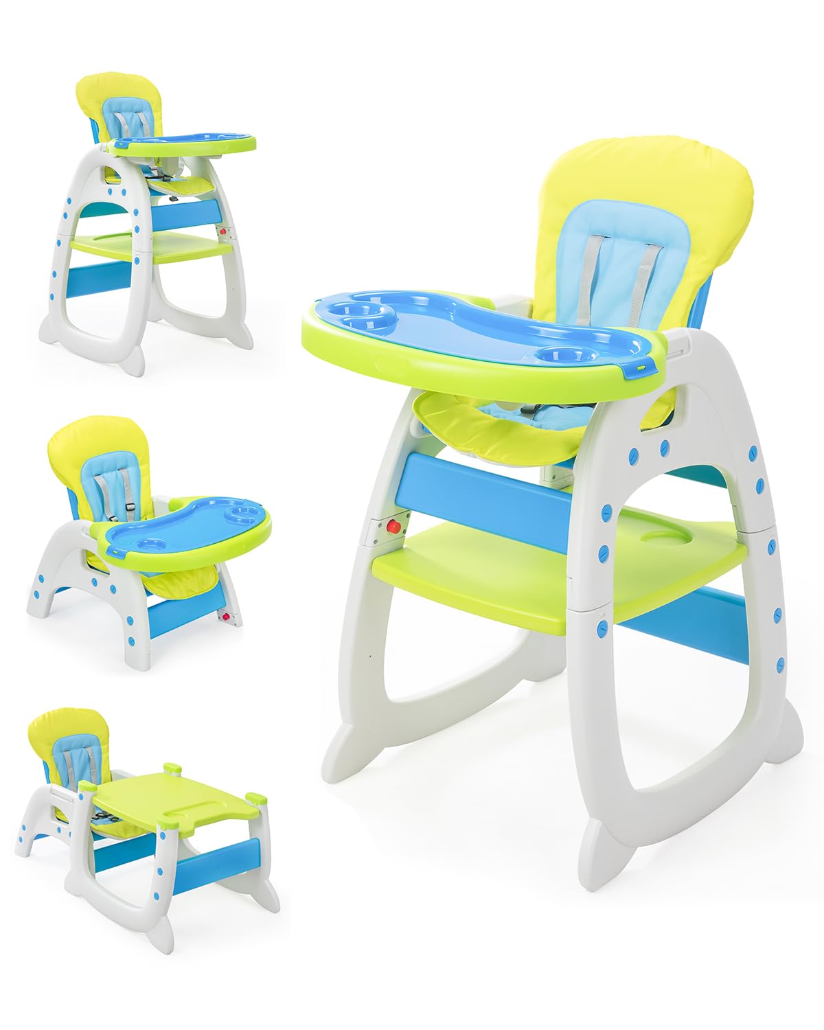 High Chair, Adjustable Baby Eating Chair for Babies and Toddlers, Convertible Baby