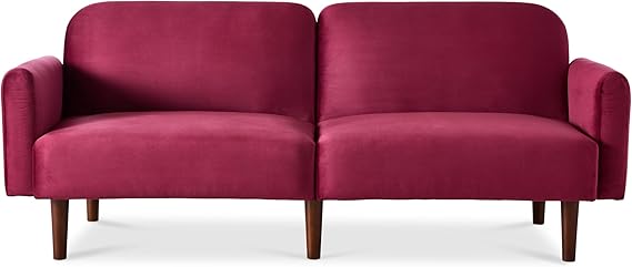 77" Mid Century Modern Velvet Loveseat Sofa, Couch, Convertible Sofa