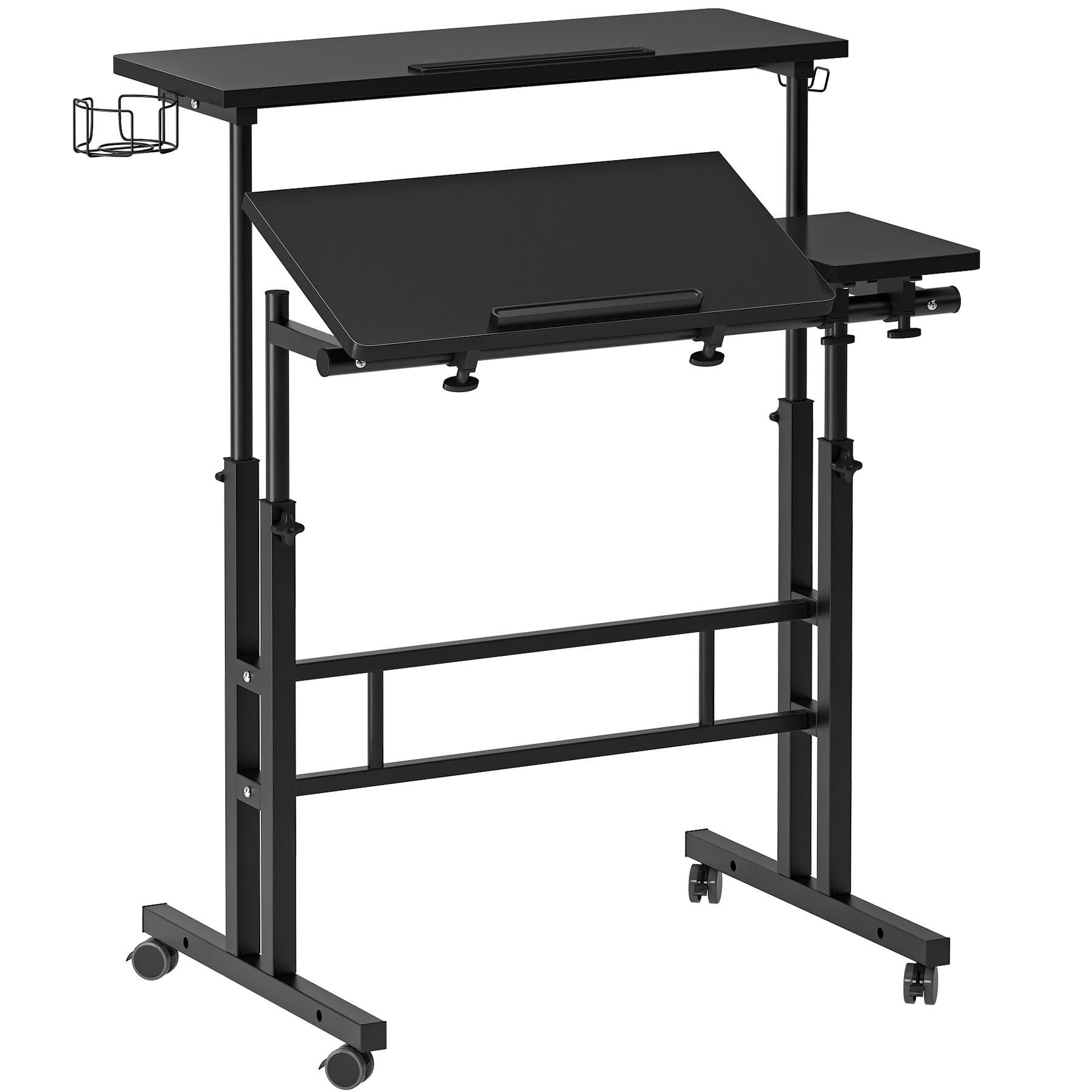 Adjustable Height Stand Up Desk with Cup Holder