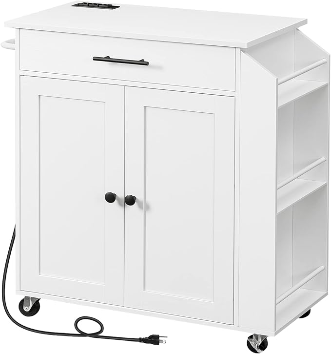 Kitchen Storage Island with Spice Rack and Drawer, Rolling Kitchen on Wheels