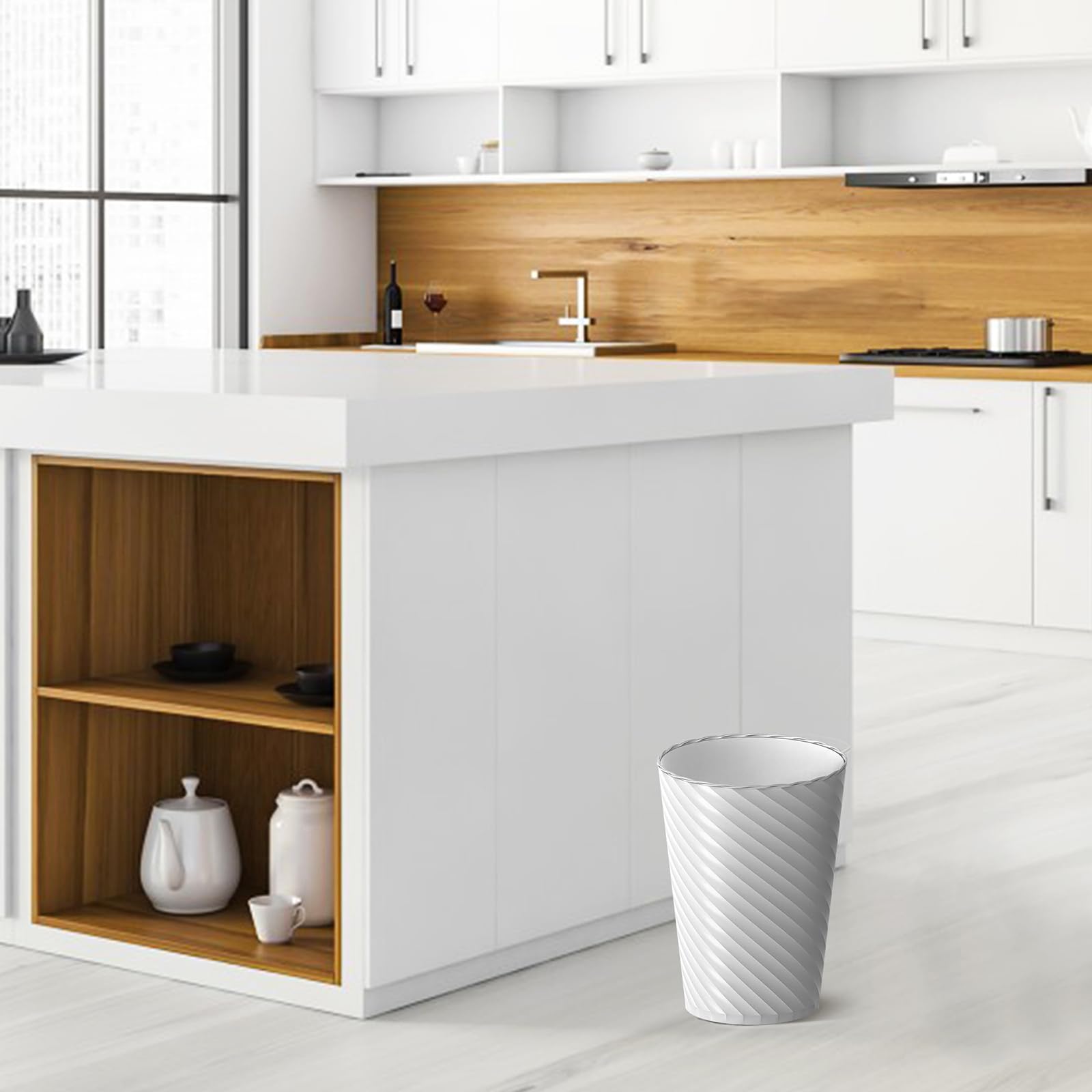 Bathroom Trash Can, 3 Pack 1.8 Gallons Small Trash Can with Trash Bags