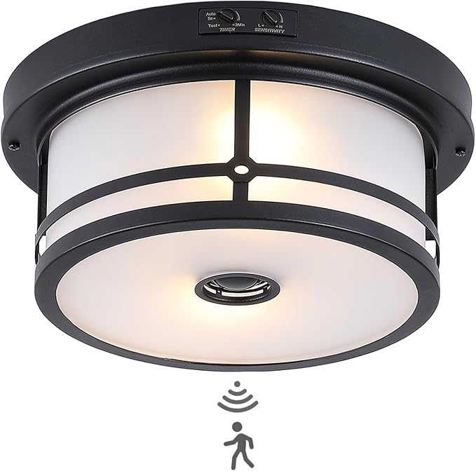 Outdoor Ceiling Light with Motion Sensor,2-Light Outdoor Ceiling Lights