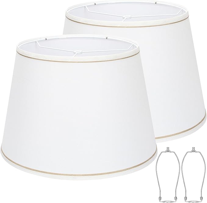 Shades Set of 2, 12"Top x 16"Bottom x 11"High, Beige Lampshades for Table