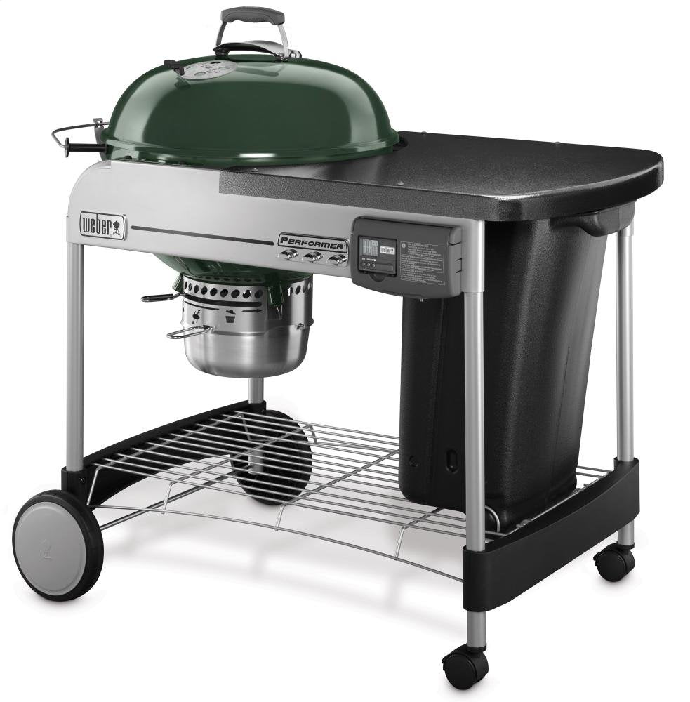 Performer Deluxe Charcoal Grill, 22-Inch, Touch-N-Go Gas Ignition System, Green