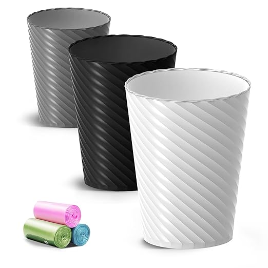 Bathroom Trash Can, 3 Pack 1.8 Gallons Small Trash Can with Trash Bags