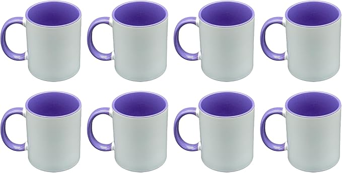 Sublimation Mugs 11 Oz, Purple Inner & Handle - Premium Coffee Cups for Heat Press ojects - Versatile Coffee Mug Design Ideal for Personalized Creations, Set of 10