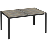 Outdoor Dining Table for 6 People, Aluminum Rectangular Patio Table with Faux Wood