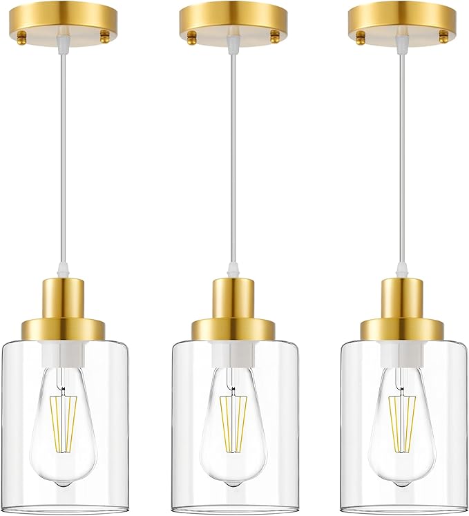 Industrial Pendant Lighting, Modern Clear Glass Shade