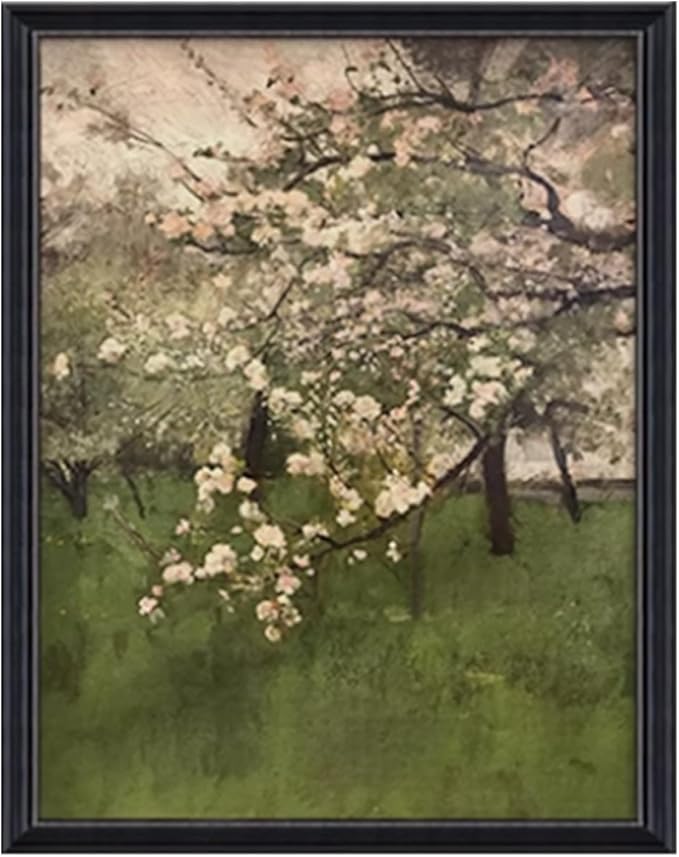 Black Framed Hand Painted Modern Art Oil Painting Textured Floral Painting