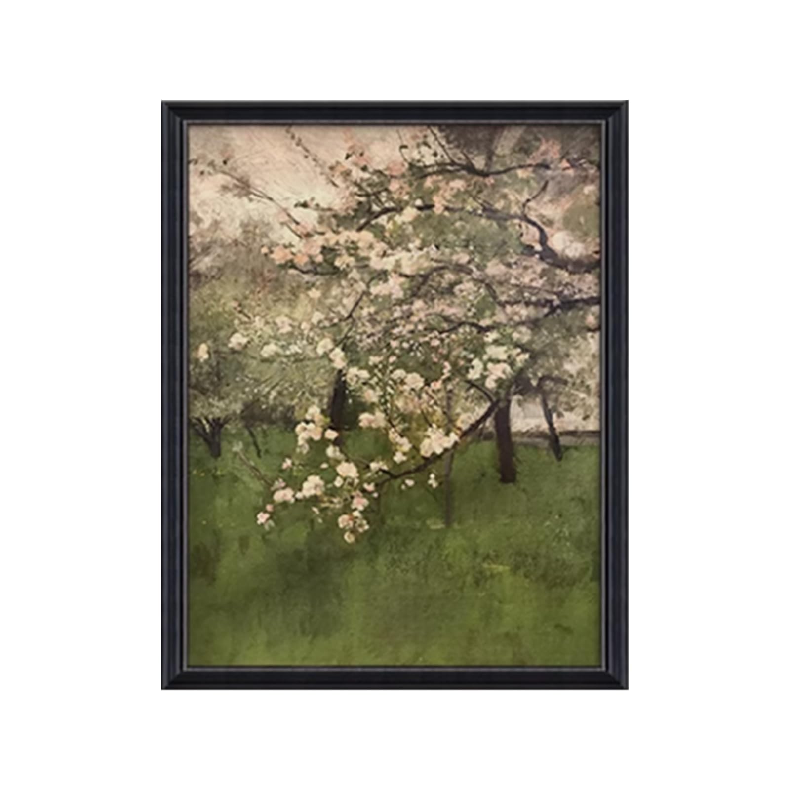 Black Framed Hand Painted Modern Art Oil Painting Textured Floral Painting