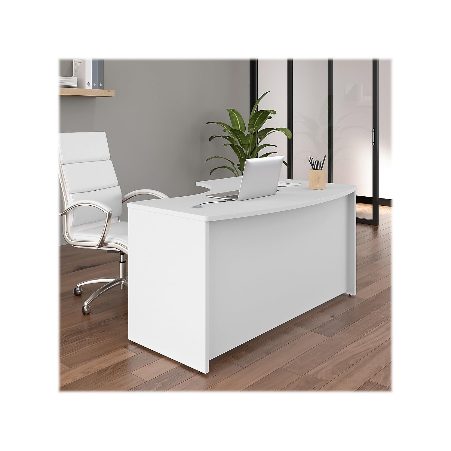 Furniture Studio C 60W x 43D Left Hand L-Bow Desk Shell in White