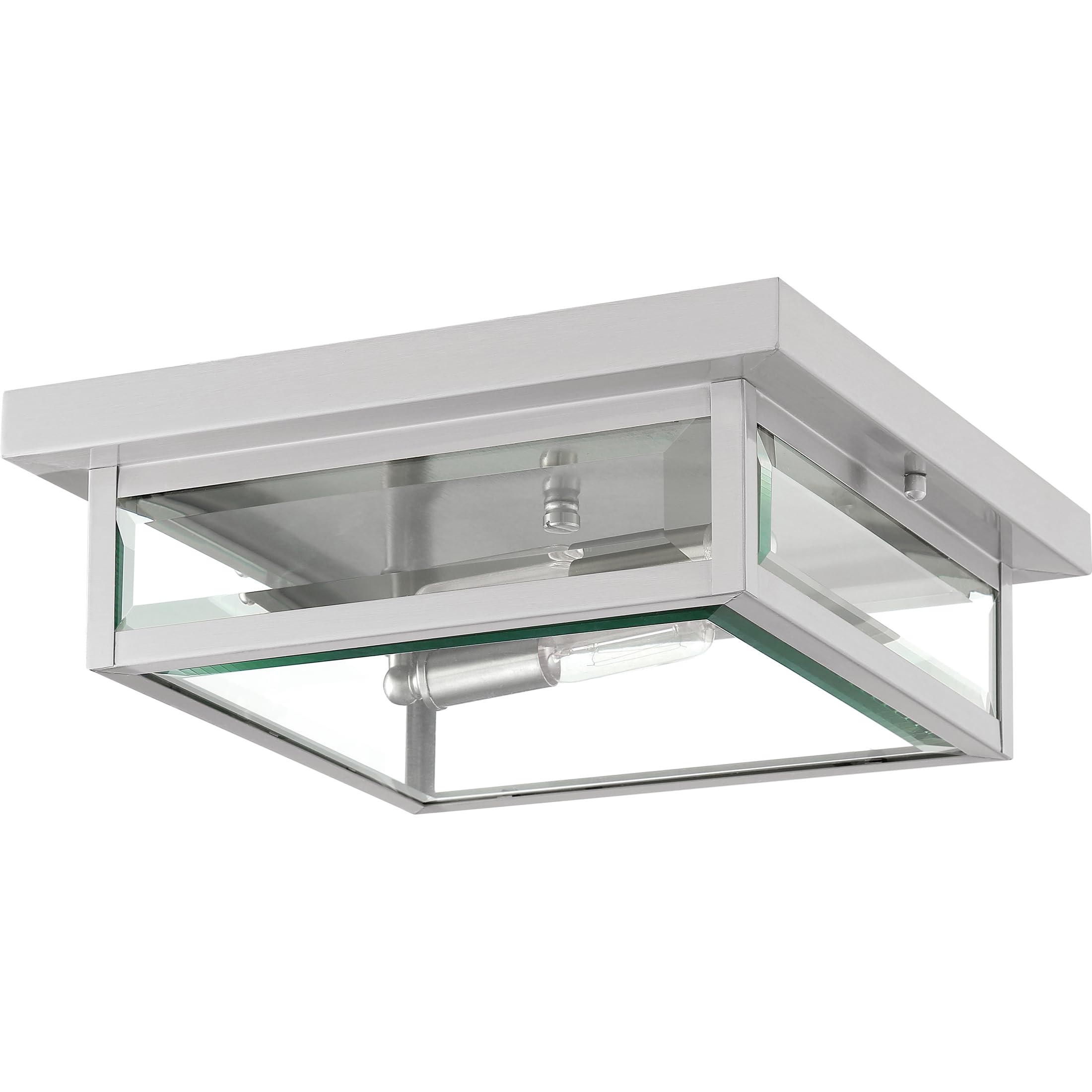 Flush Mount Ceiling Light, 12 Inch 2-Light Stainless Steel Industrial Lantern,