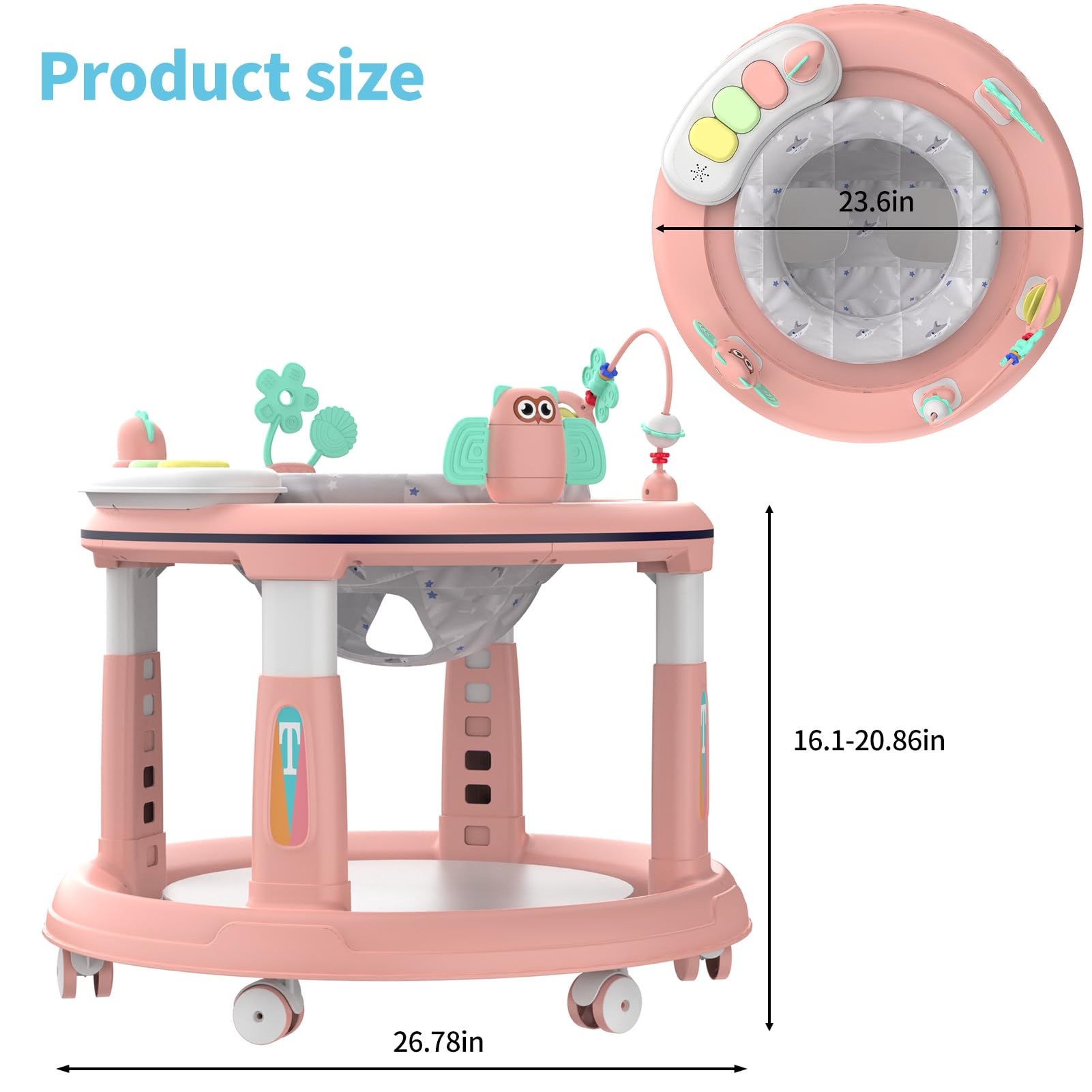 Adjustable Heights and 360 Degree Swivel Seat - Activity Center for Boys