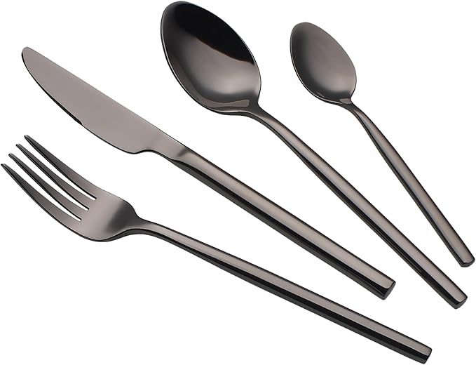 24 Piece Silverware Set For 6 Gold Handle Heavy duty 18/10 Stainless Steel Flatware