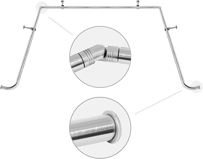 1-Inch Diameter Bay Window Curtain Rod Set for Bayview Windows