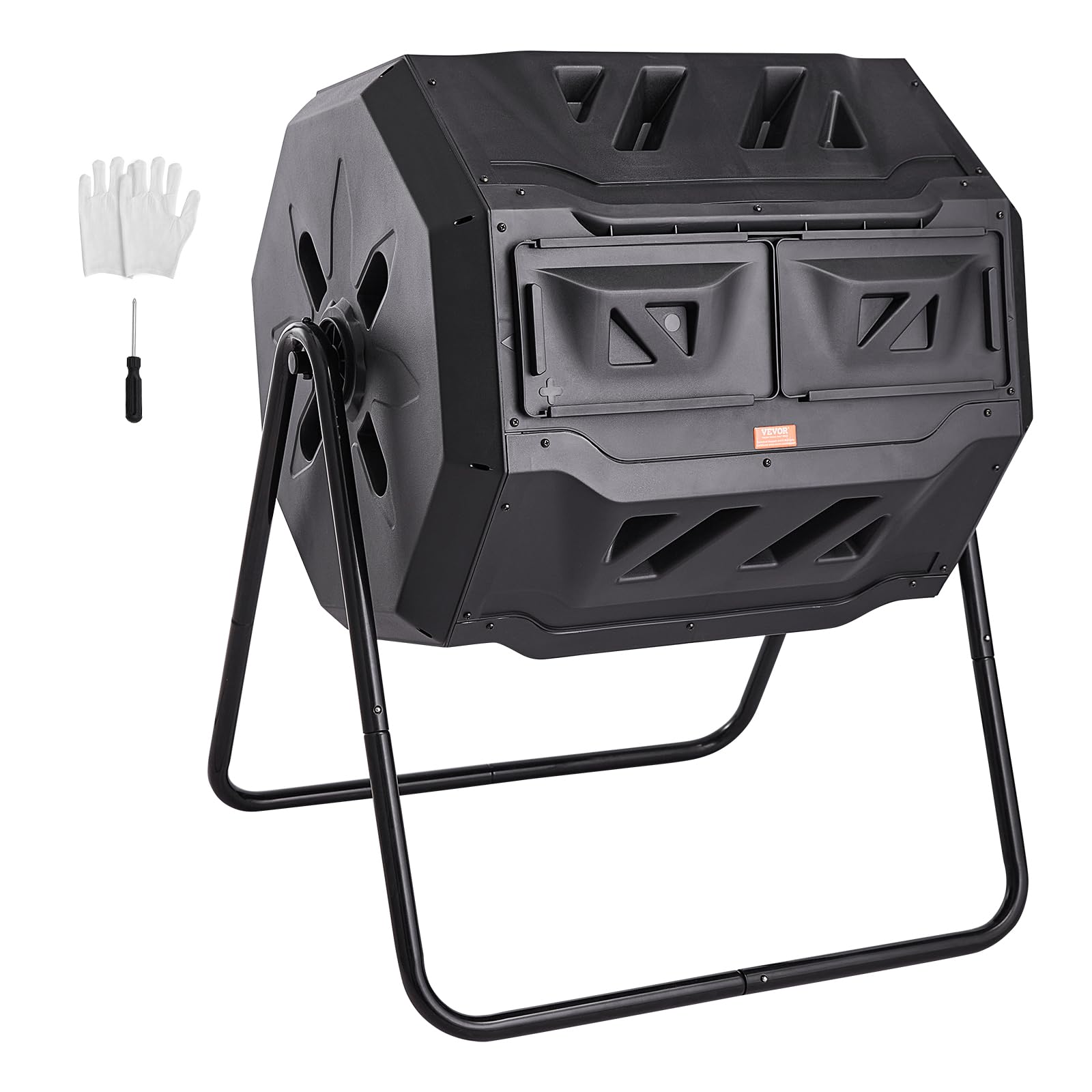 Compost Bin, 43-Gal Dual Chamber Composting Tumbler
