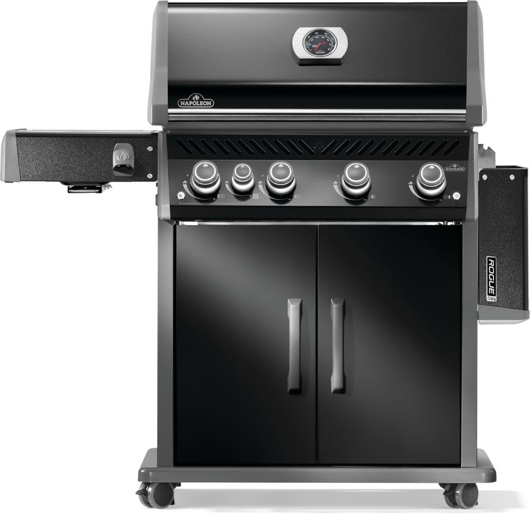 Rogue PRO 525 Propane Gas Grill with Infrared Side Burner, Black, Durable 5-Burner BBQ