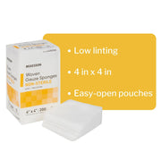 Woven Gauze Sponges, Non-Sterile, 8-Ply, 100% Cotton, 4 in x 4 in