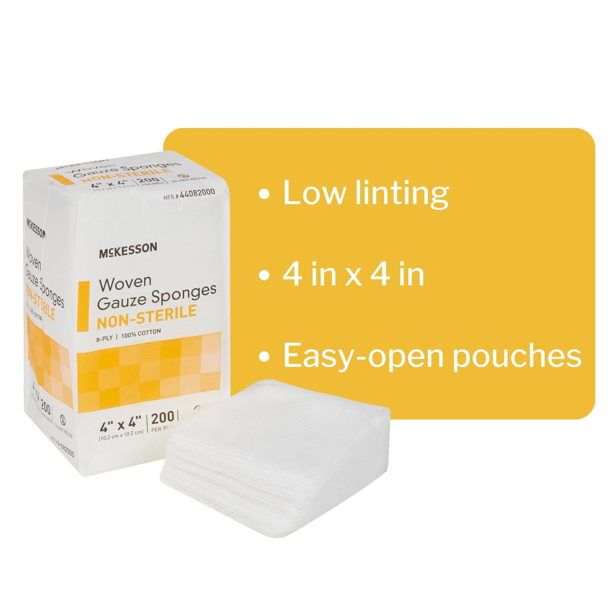 Woven Gauze Sponges, Non-Sterile, 8-Ply, 100% Cotton, 4 in x 4 in