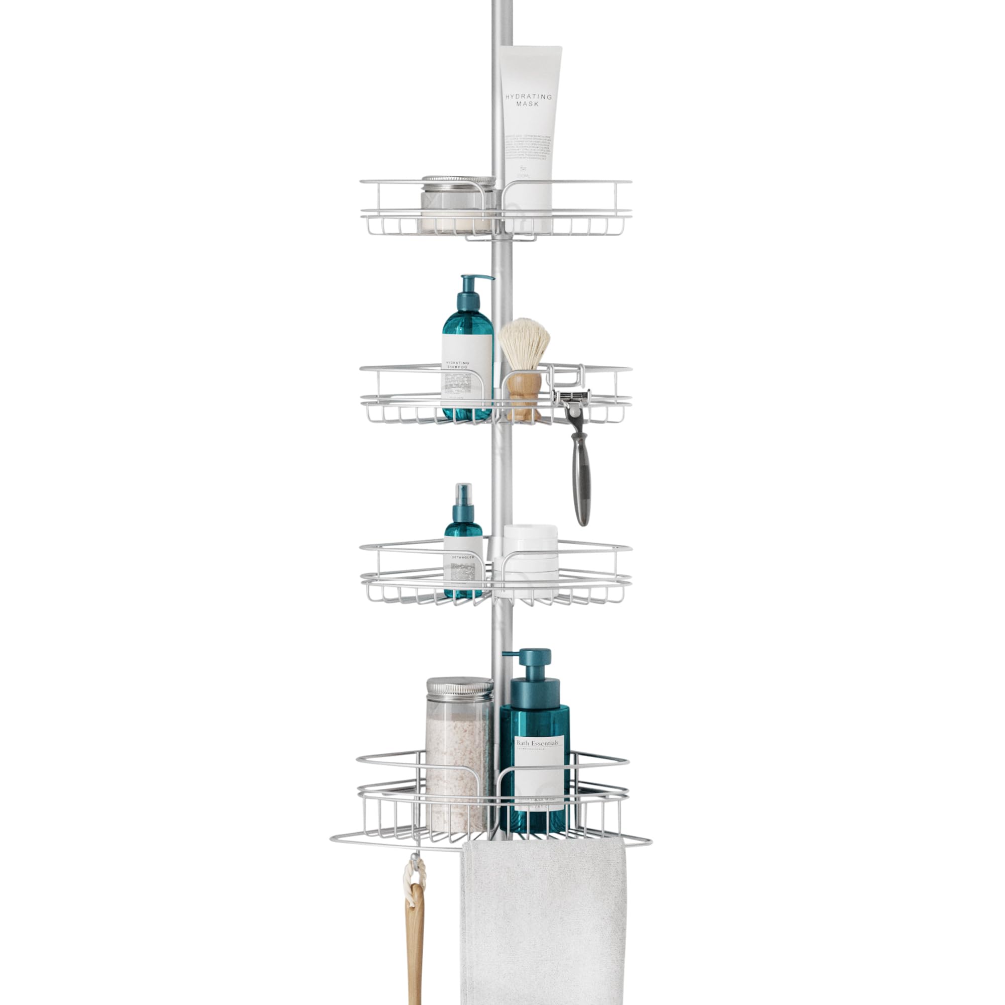 Tension Pole Shower Caddy Corner Organizer, Adjustable Standing Shower Caddy