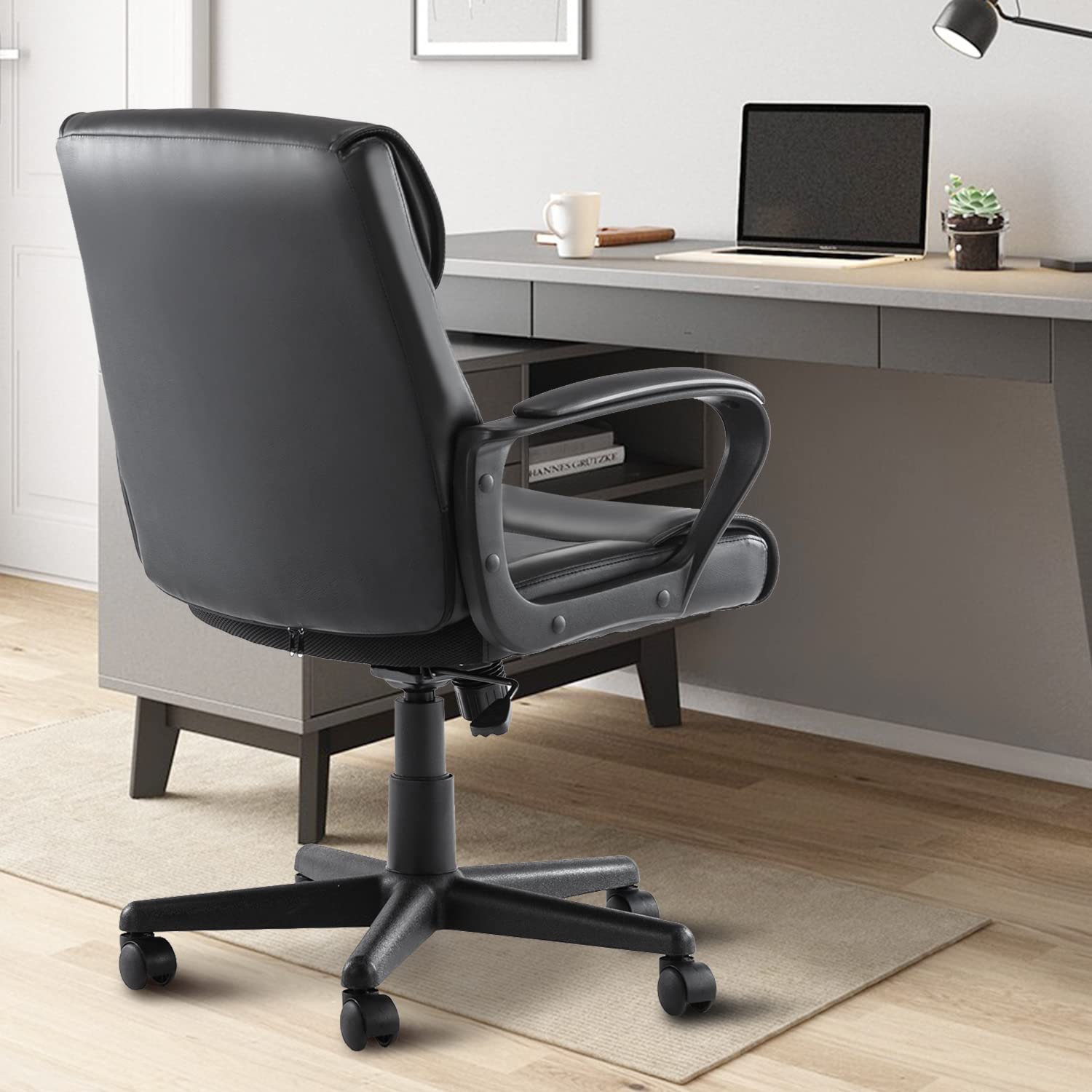 Home Office Chair Mid-Back Office Computer Desk Chair with Armrest Adjustable