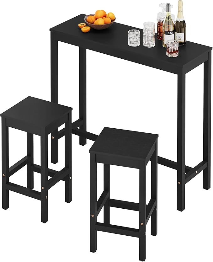 45 inch Bar Table and Chairs Set, Rectangular Counter Height Table Set