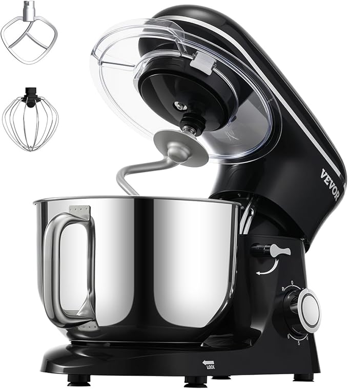 Stand Mixer, 660W Electric Dough Mixer with 6 Speeds LCD Screen Timing