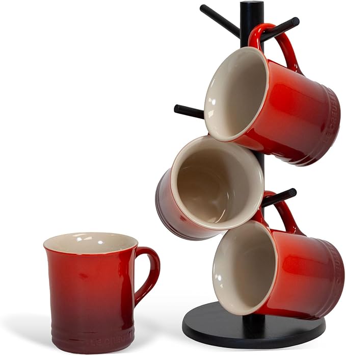 14oz 4 Mug Set and divvi! 6-Cup Mug Tree Bundle - Shallot