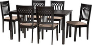 Genesis Dining Set, 7-Piece, Beige/Dark Brown