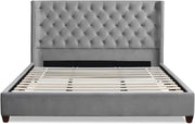 Manhattan Shelter King Platform Bed Frame, Opal Grey Velvet
