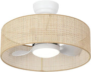 18W LED 20” Dimmable DC Drum Boho Caged Dimmable Ceiling Fan with Light Fixture