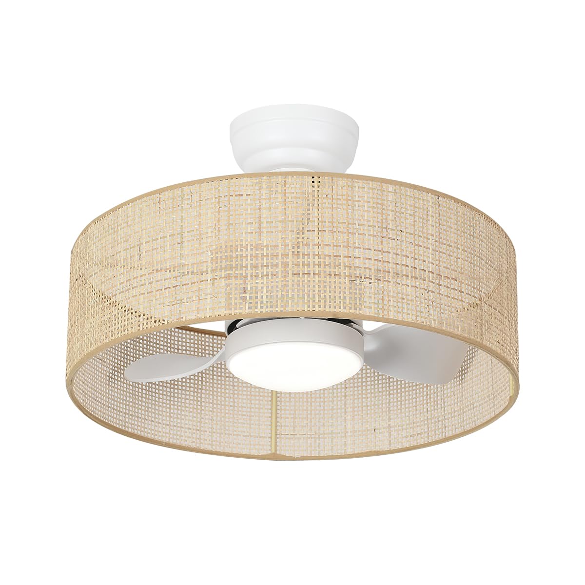 18W LED 20” Dimmable DC Drum Boho Caged Dimmable Ceiling Fan with Light Fixture