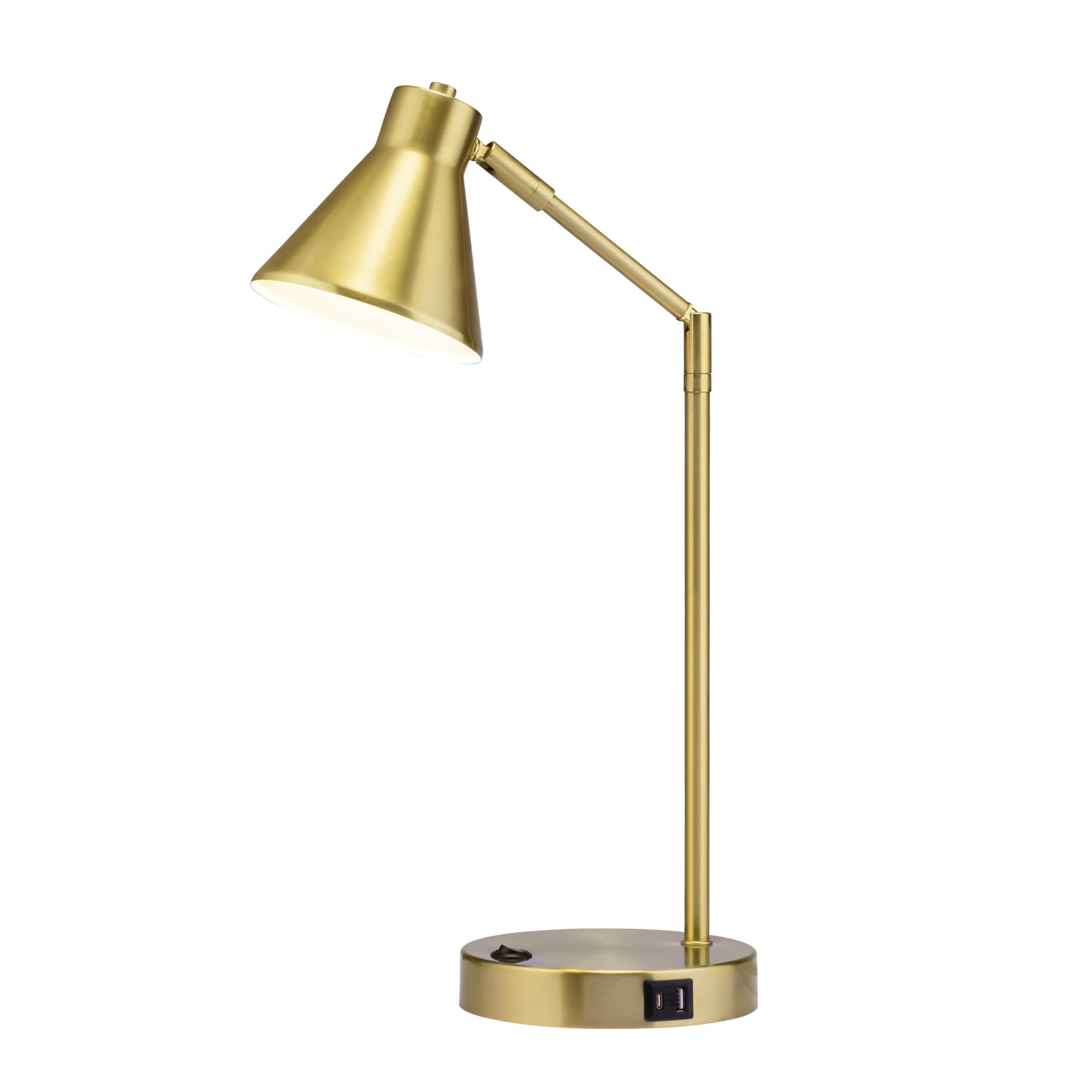 LED Desk Lamp with Dual USB Charging Ports, 100% Metal, 270 Degree