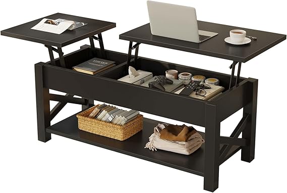 Coffee Table, 47.2" Lift Top with Hidden Compartment, 2 Way Lift Top Coffee Table