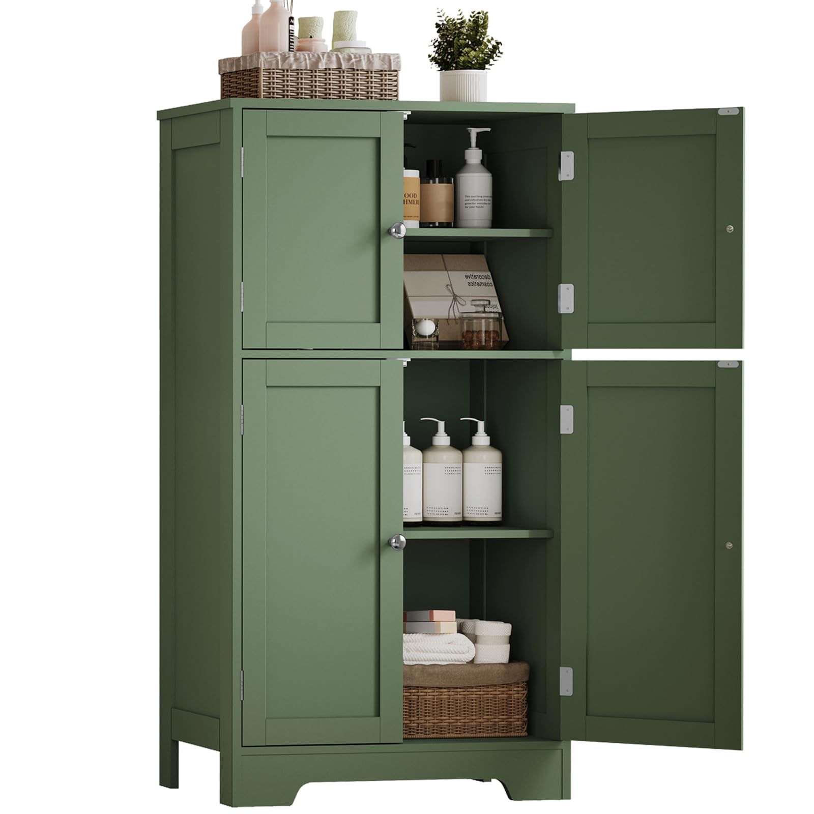 Bathroom Floor Storage Cabinet, Freestanding Bathroom Cabinet with 4 Doors