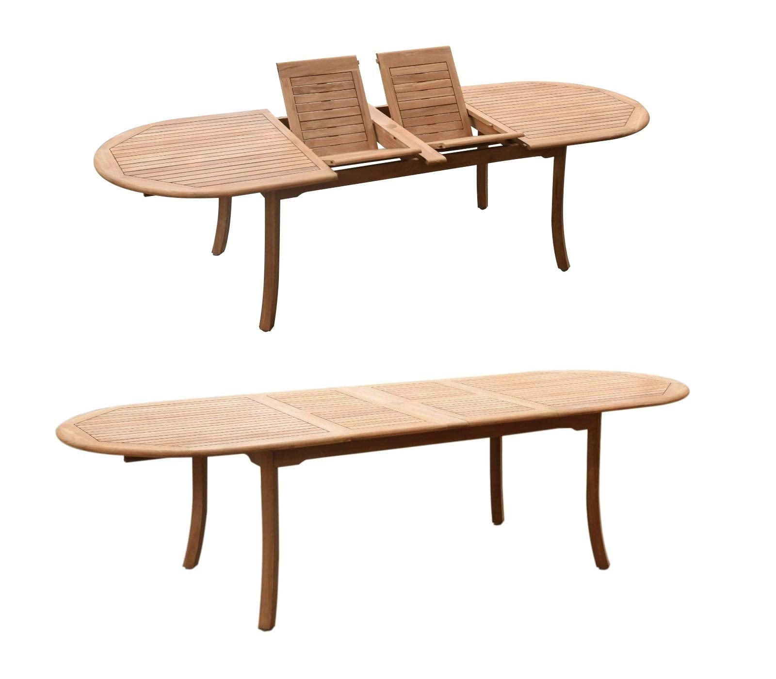 12 Seats 13 Pcs Grade-A Teak Wood Dining Set: 118" Double Extension Oval Table