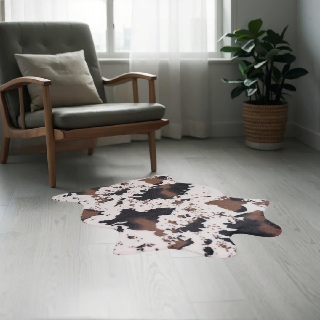 Cow Print Rug - Faux Cowhide Rugs Western Faux Fur Area Rugs for Living Room