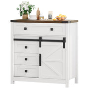 Farmhouse Storage Cabinet with Sliding Barn Door and 4 Drawers