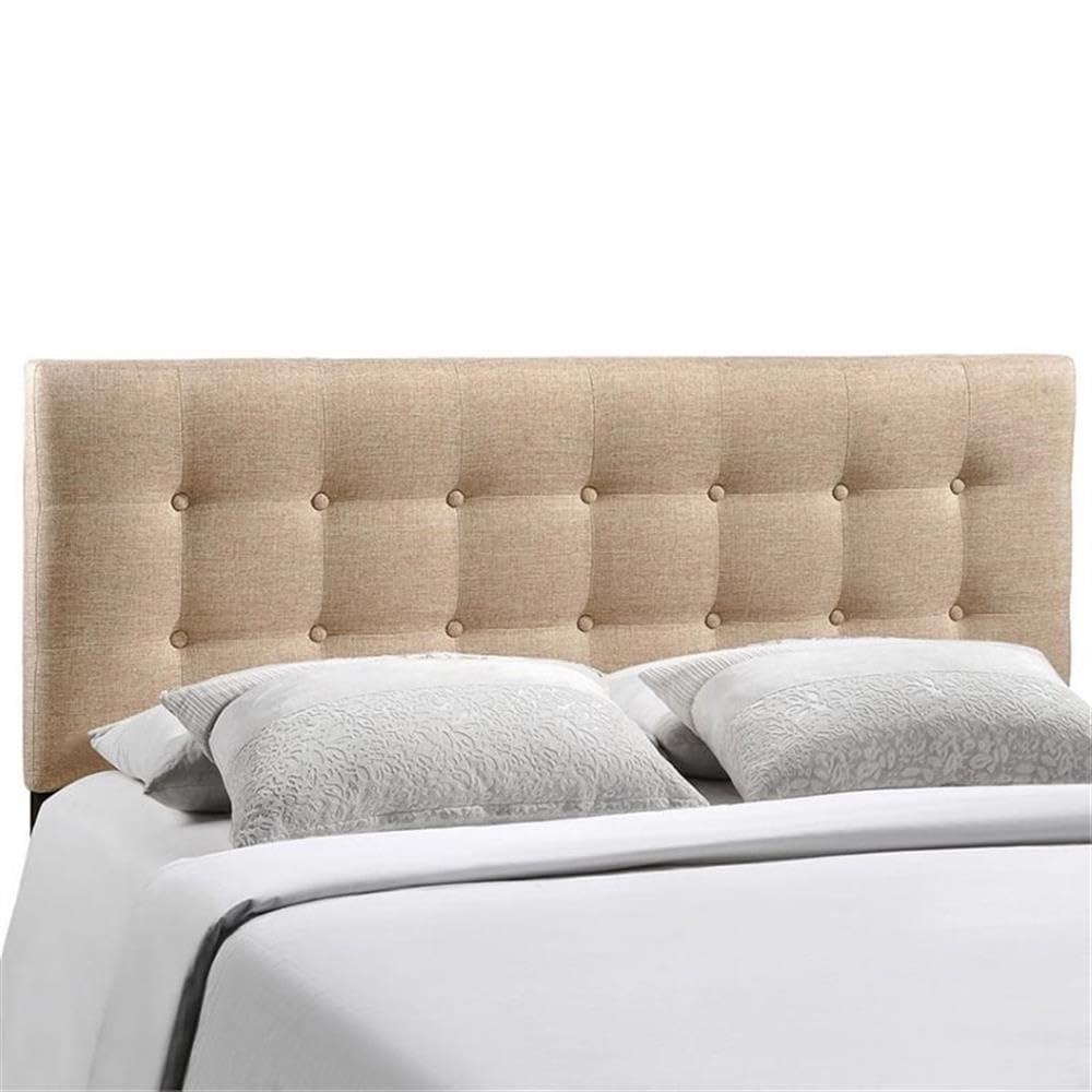 Modern Fabric Upholstered Full Panel Headboard in Beige