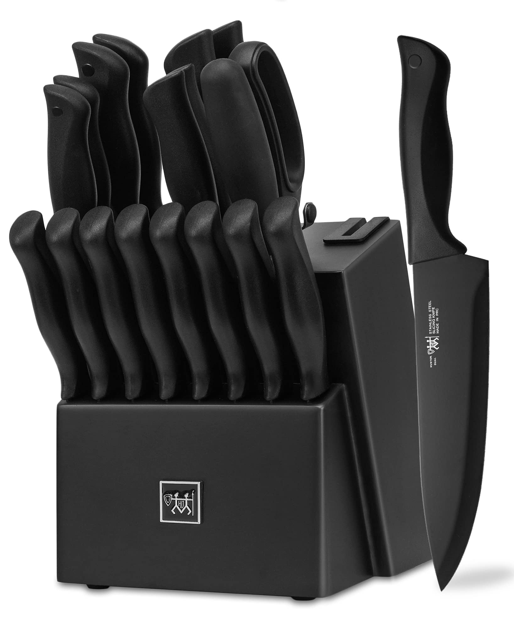 Knife Sets for Kitchen with Block, HUNTER.DUAL 19 Pcs Kitchen Knife Set