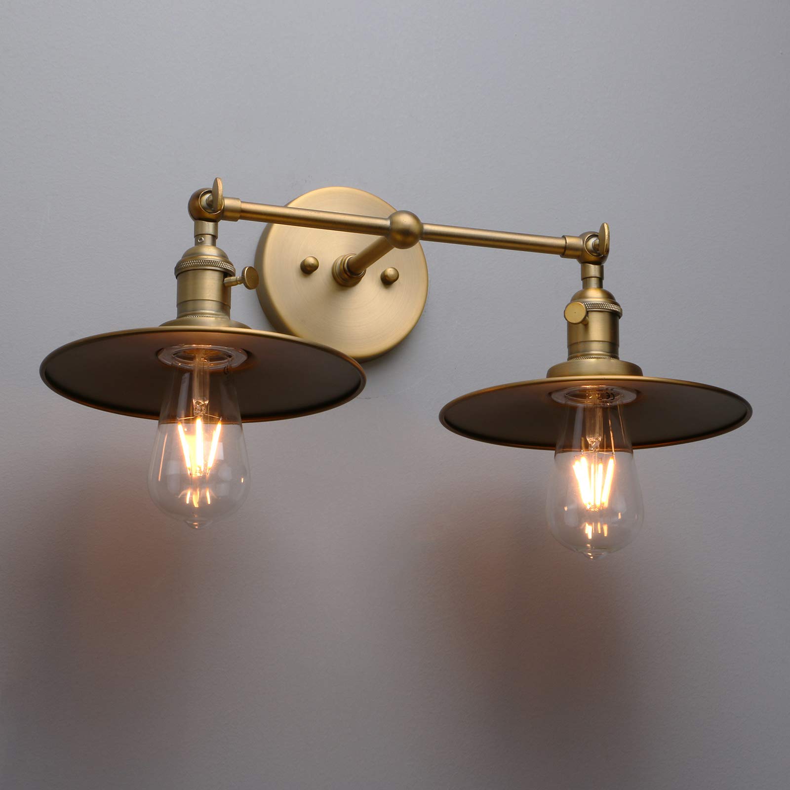 2 Lights Wall Sconce Antique Finished Bathroom Vanity Light with Switch and Dual