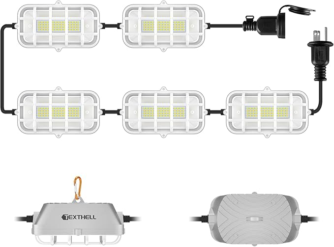 Construction String Lights, 150W Super Bright 15000LM Plug in Linkable String