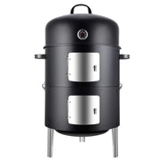 Vertical 17 Inch Steel Charcoal Smoker, Heavy Duty Round BBQ Grill for Outdoor