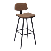 Chairs with PU Leather Backrest, Set of 2 Kitchen Stools Heavy-Duty Steel