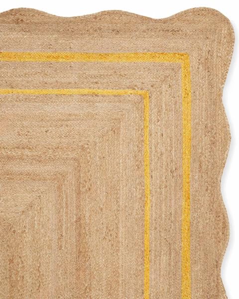 Sanwariya Rugs Export Handwoven Scalloped Jute Area Rug – Bohemian Design