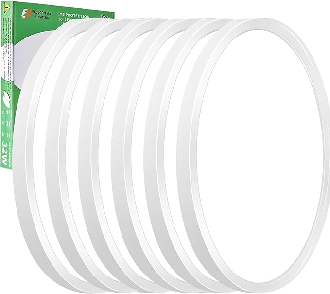 6PK 15.8 Inch LED Flush Mount Ceiling Light Black, 32W, 3480LM